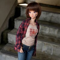 Top – Baggy Plaid Shirt (Red n Blue)