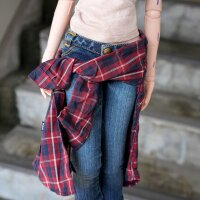Top – Baggy Plaid Shirt (Red n Blue)