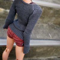 Top – Rib Knit Sweater (Ash Blue)