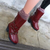 Foot &ndash; 3 Ring Boots (Wine Red)