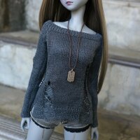 Top – Damage Knit Sweater (Ash Blue)