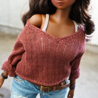 Pear – Frayed Knit Sweater (Rusty Brown)