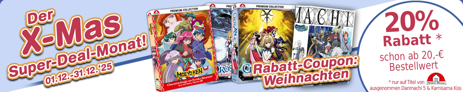 Der X-Mas Deal im Dezember: 20% Rabatt ab 20€ Bestellwert auf Titel von Anime House.